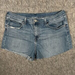 Levi's Women's Cut Off Shorts Size 32 Blue Denim High Rise 5 Pockets Flat Front